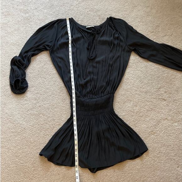 Ramy Brook Womens Paris Blouson Mini Dress Sz Small Black Smocked Whimsigoth - Picture 8 of 8